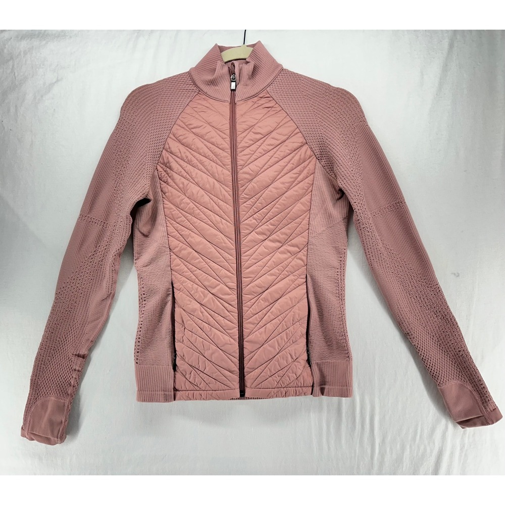 Athleta Flurry Force Insulated Primaloft Jacket 2.0 Pink Small Hybrid Knit Zip